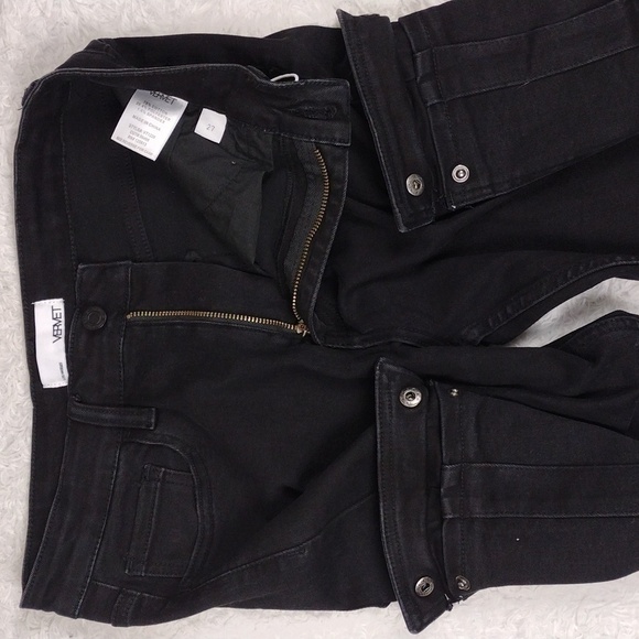 Vervet By Flying Monkey Black High Waist Straight Leg Colored Denim Cargo Jean - Picture 6 of 13